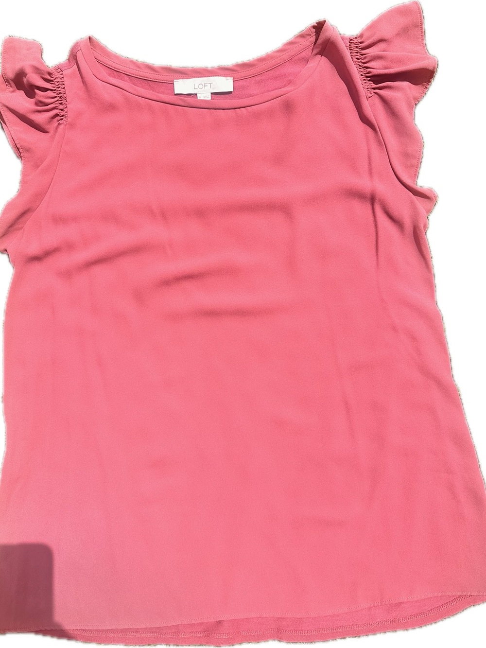 LOFT Coral Pink Flutter Sleeve Shell Top